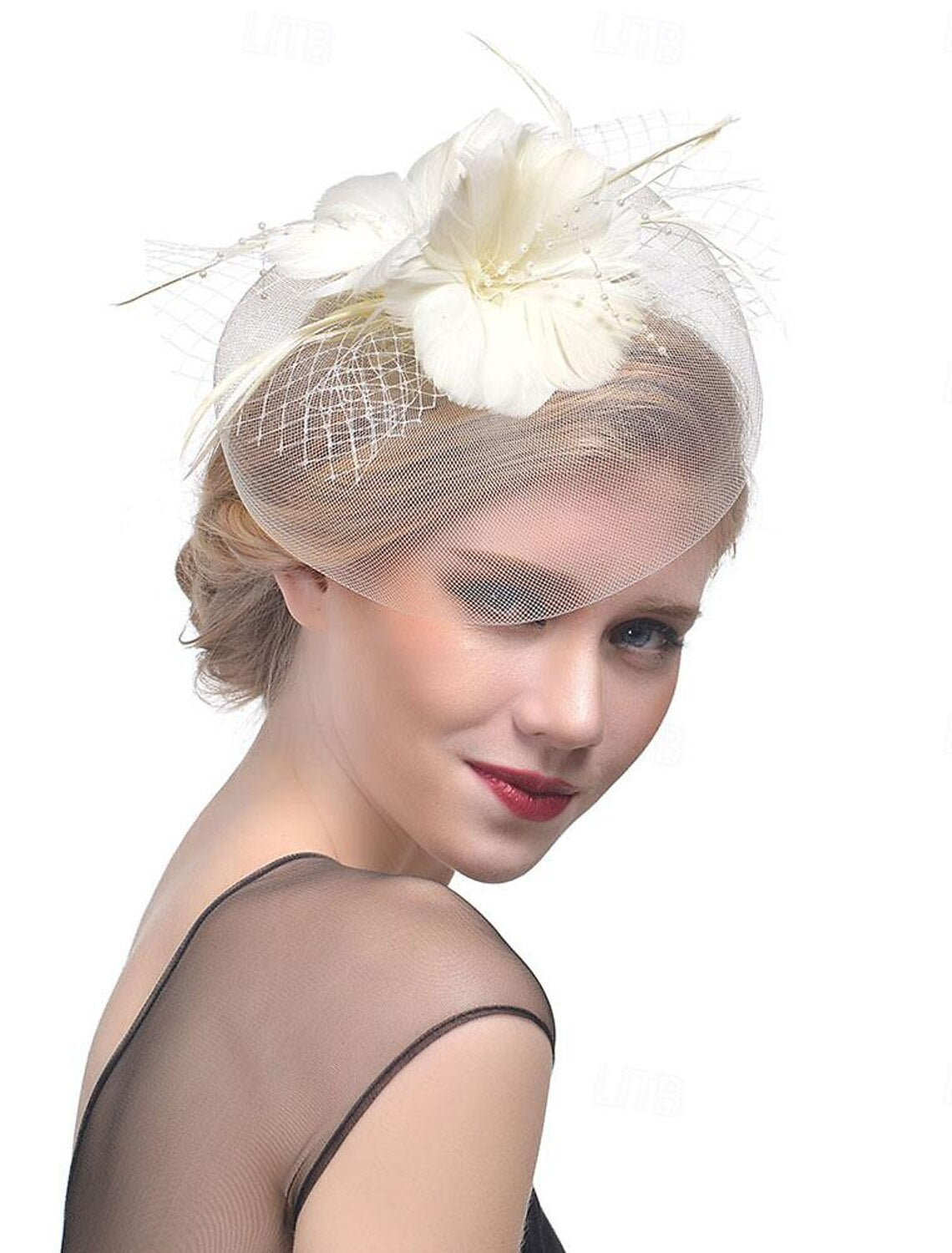 Aimishang Fascinators Hats Headwear Hat Top Hat Veil Hat Horse Race Cocktail Elegant Vintage With Feather Bows Headpiece Headwear