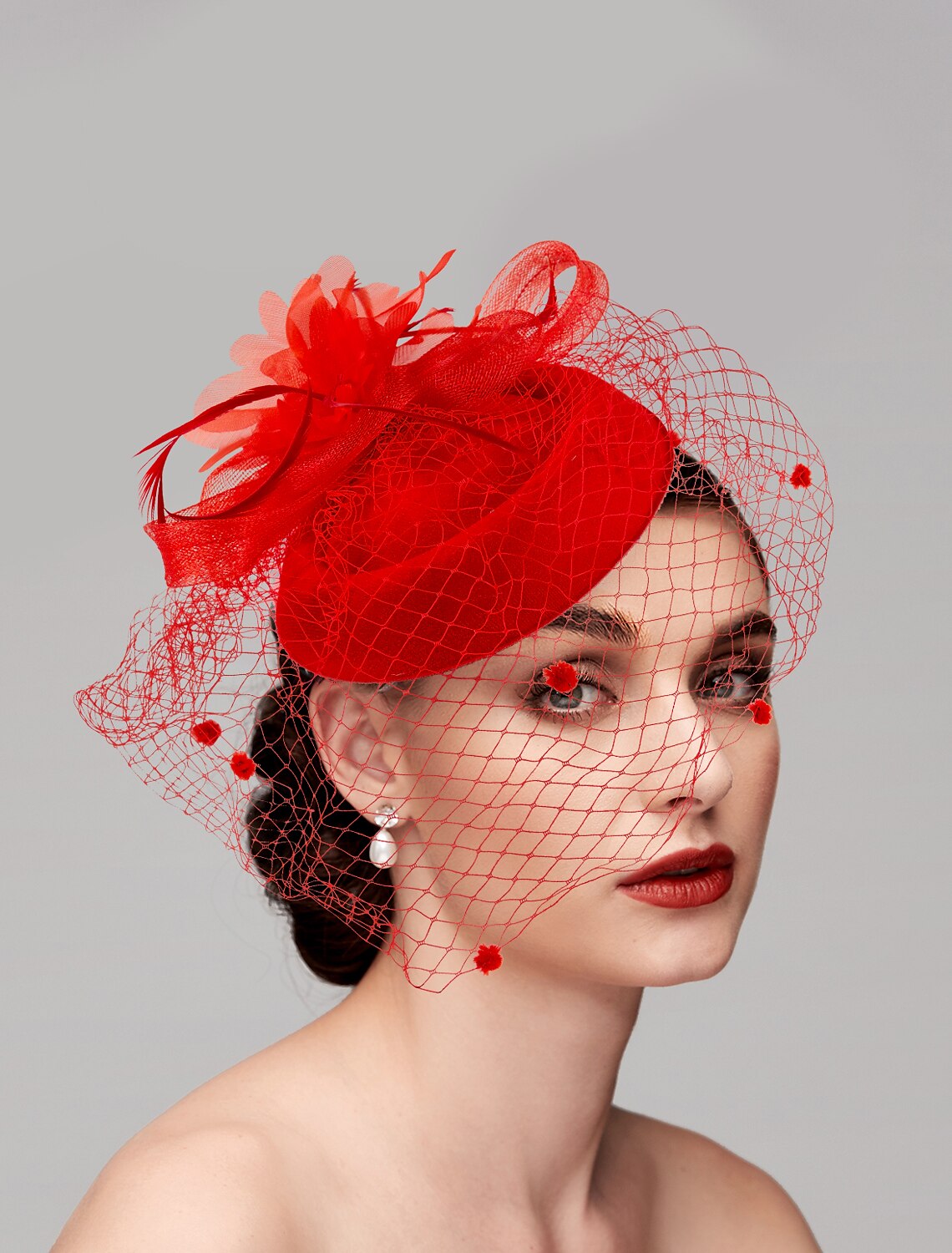 Aimishang Hat Feathers Net Hat Wedding Horse Race Ladies Day Melbourne Cup Cocktail With Feather Cap Headpiece Headwear