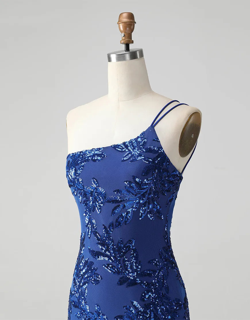 Aimishang Charming Sheath Homecoming Dress One Shoulder Sequined Short Prom Dress