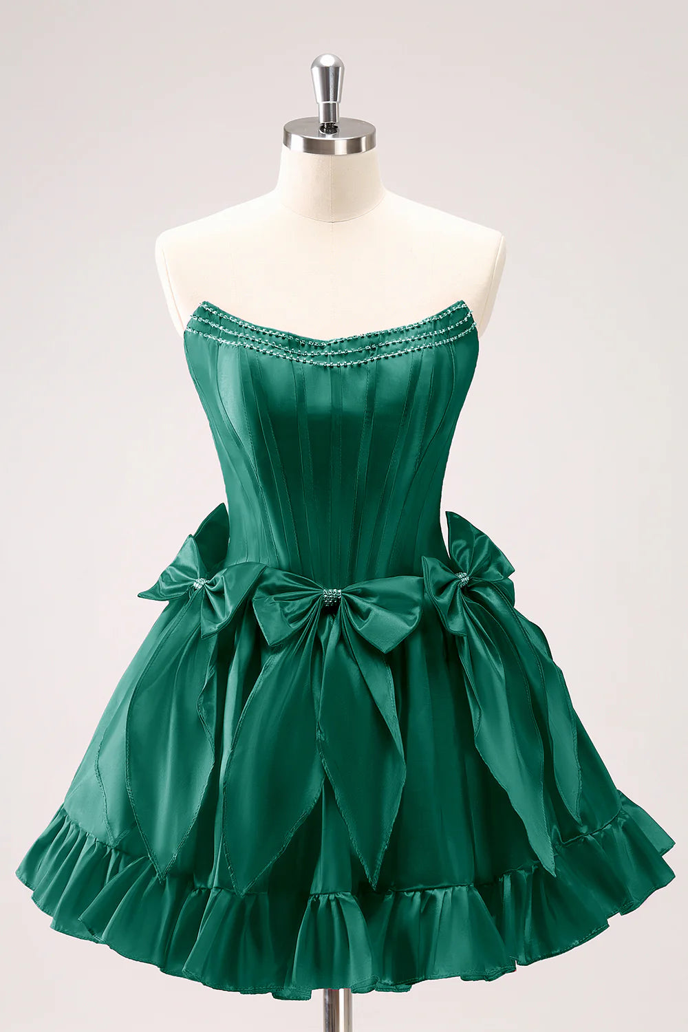 Aimishang A Line Graduation Dresses Strapless Ruffle Beaded Cute Fuchs