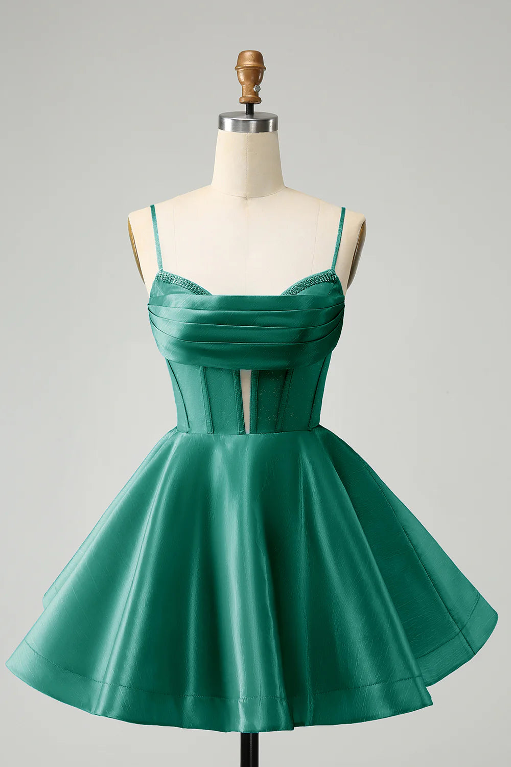 Aimishang A Line Homecoming Dress Blue Spaghetti Straps Corset Short with Beading