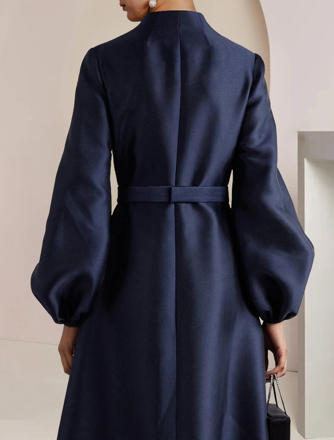 Aimishang A-Line Mother of the Bride Dress Wedding Guest Party Elegant V Neck Floor Length Satin Long Sleeve with Pearls Crystal Brooch