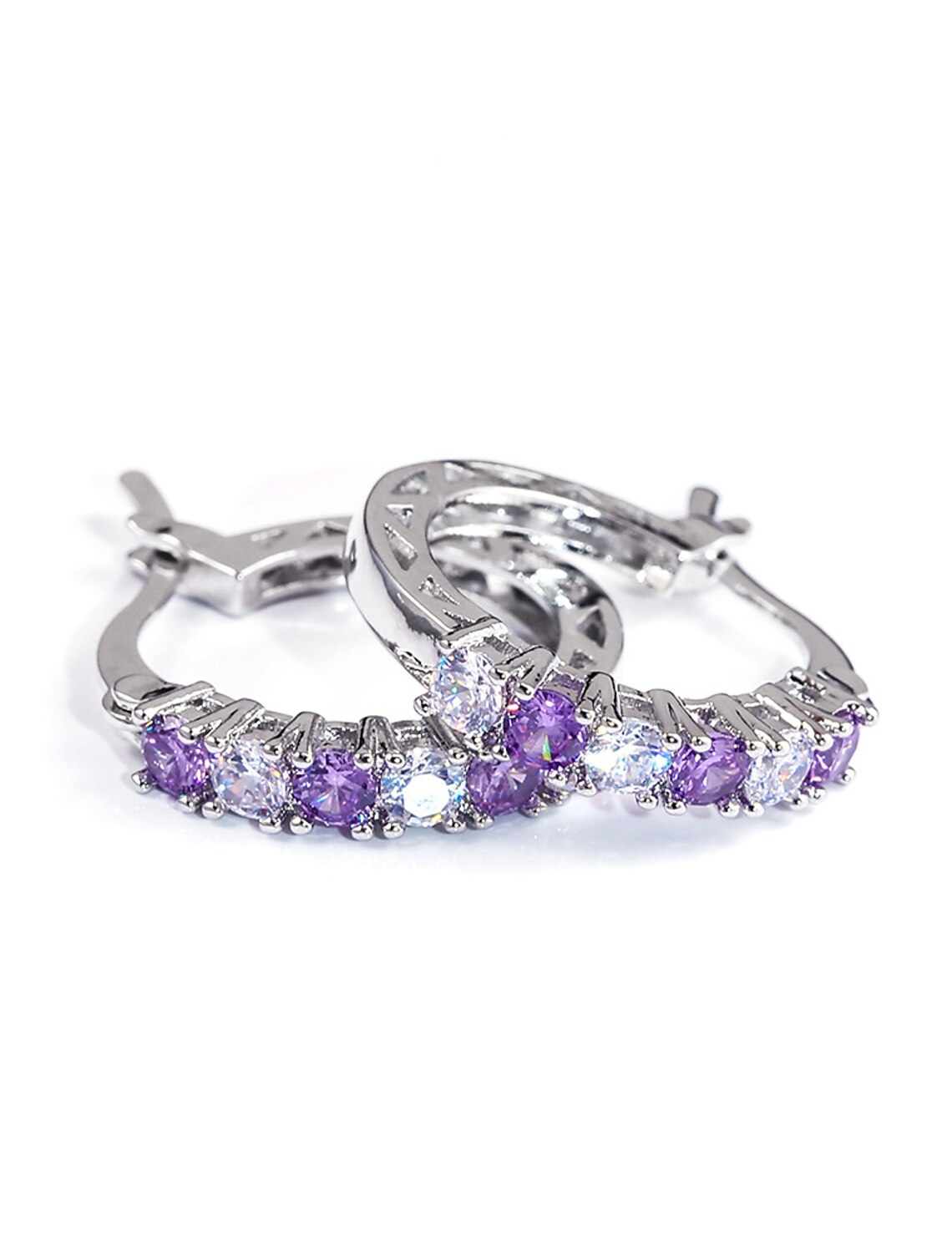 Aimishang Women's Zircon Hoop Fine Jewelry Stylish Simple Earrings Jewelry Blue / Purple / Fuchsia For Gift Festival 1 Pair