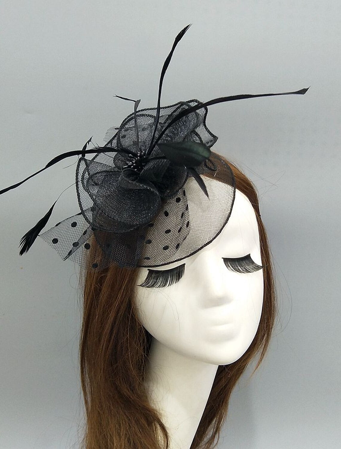 Aimishang Hat Headwear Feathers Net Bucket Hat Wedding Special Occasion Ladies Day Melbourne Cup Cocktail With Feather Ruching Headpiece Headwear