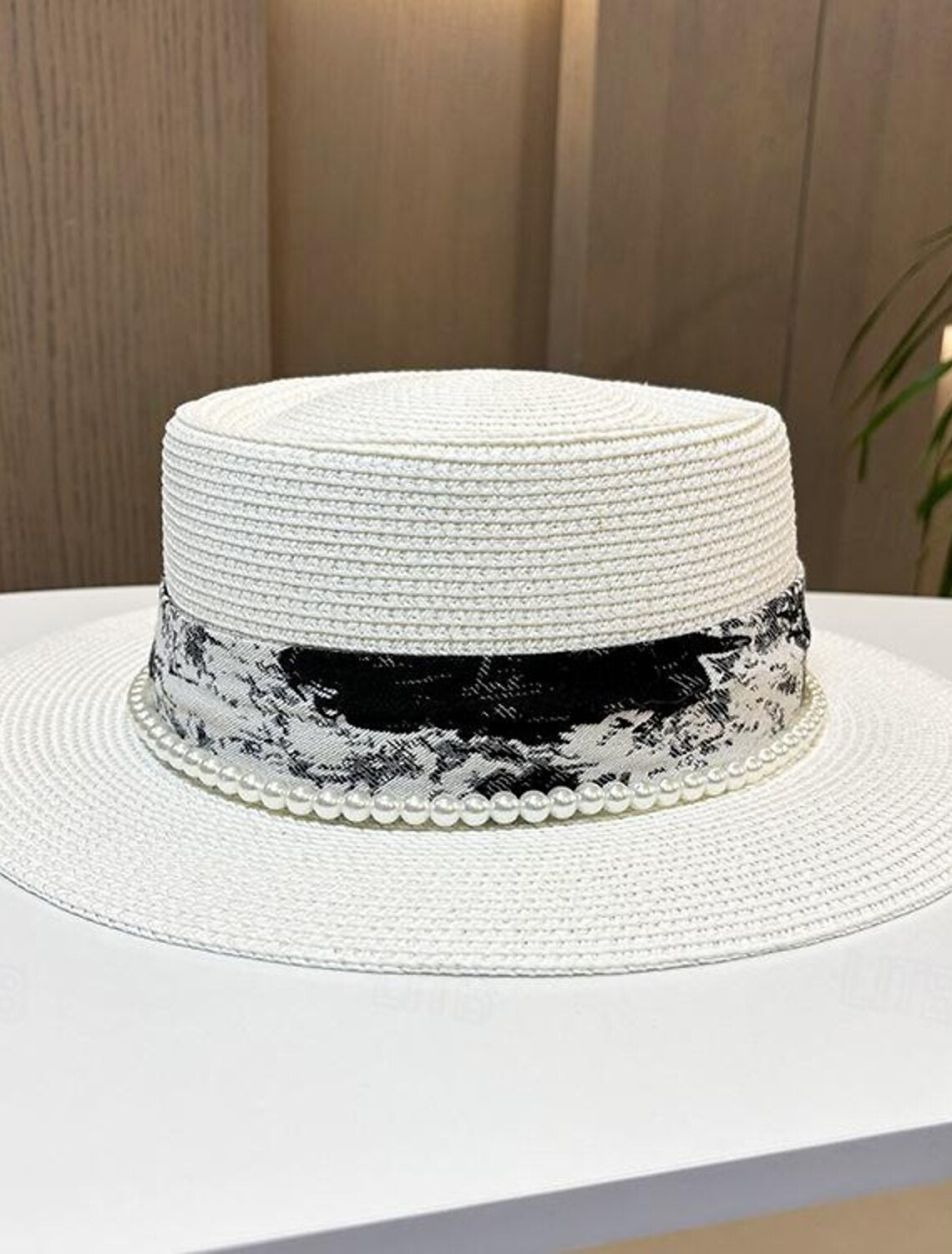 Aimishang Fascinators Hats Cotton Straw Straw Hat Sun Hat Holiday Beach Elegant Simple With Faux Pearl Ribbons Headpiece Headwear