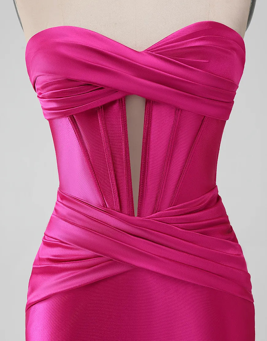 Aimishang Charming Homecoming Dress Tight Strapless Keyhole Satin Simple Party Dress