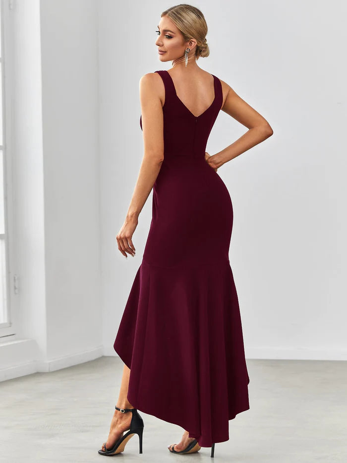 Aimishang Glamorous Double V-Neck High Low Mermaid Bodycon Evening Dress