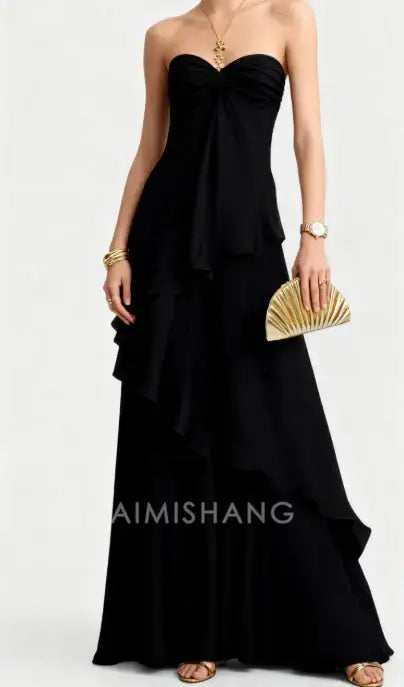 Aimishang Charming A Line Sweetheart Strapless Sleeveless Long Formal Prom Dress Elegant Party Evening Gown Pretty Wedding Guest Dress No With Accessories