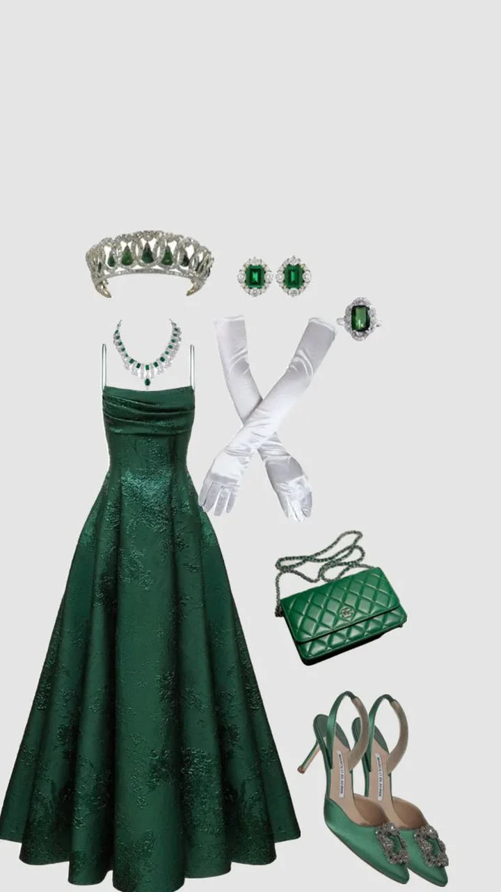 Aimishang Charming Green A-Line Spaghetti Straps Classy Evening Party Dress Elegant Long Prom Dress