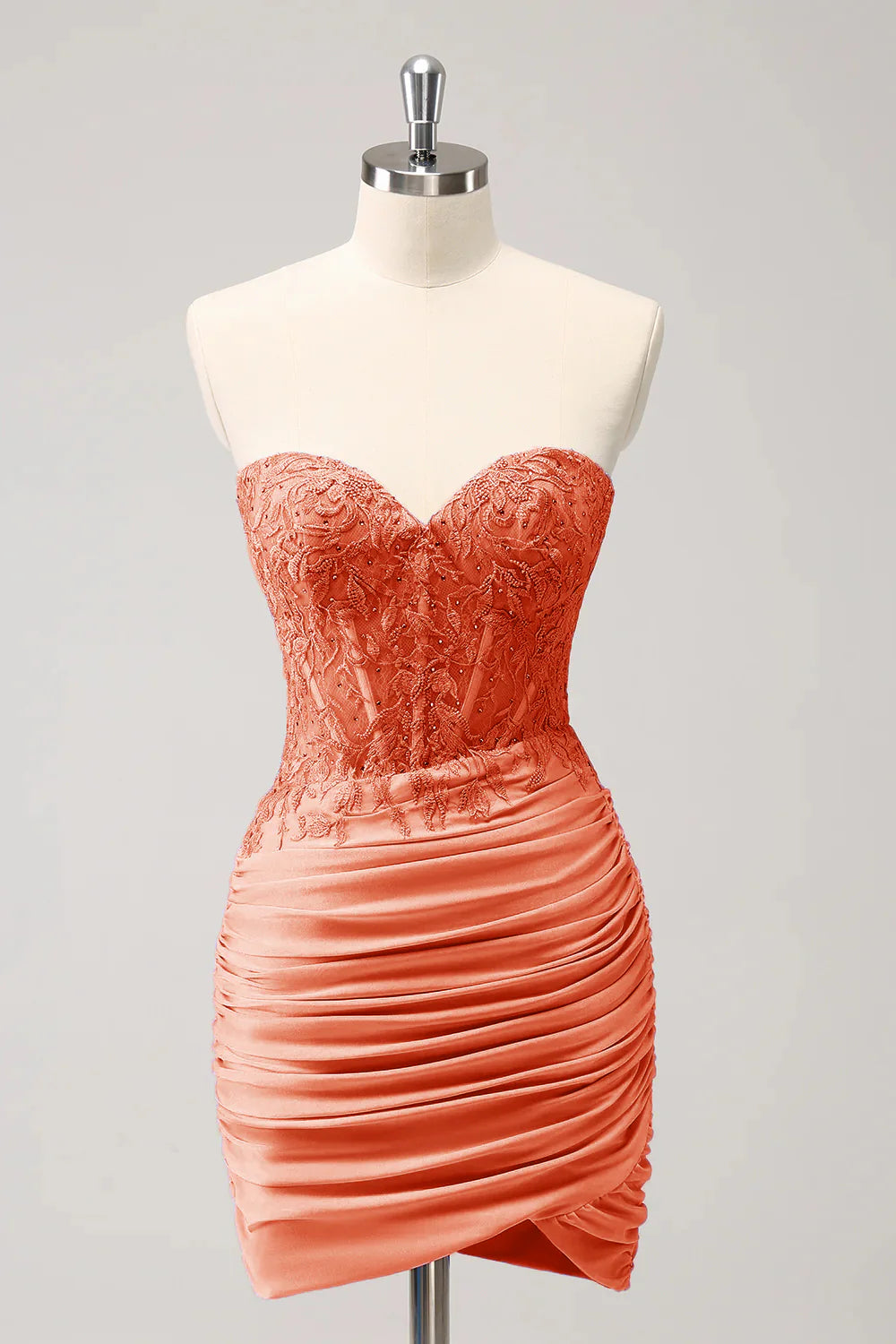 Aimishang Charming Homecoming Dress Tight Sweetheart Pleated Short Prom Dress with Appliques