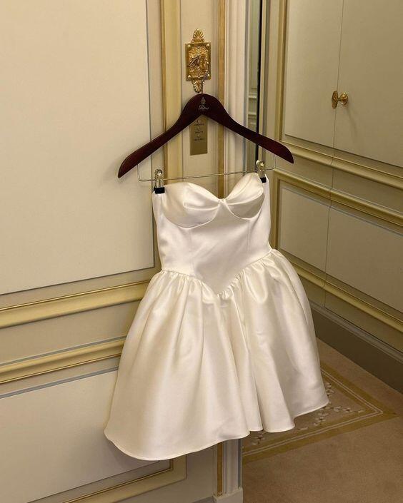 Aimishang Cute A Line Strapless Short Wedding Dress Lovely Birthday Party Dress Simple Homecoming Dress