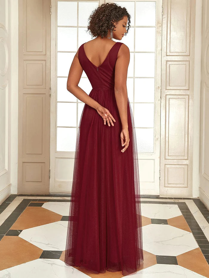 Aimishang Sleeveless V Neck Sequin Long Evening Dress