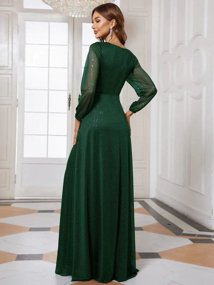 Aimishang Stunning V-Neck Long Sleeve Wedding Guest Dresses