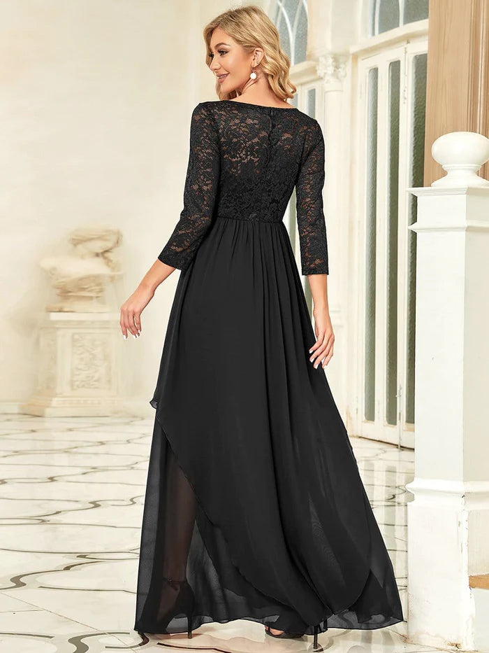 Aimishang Elegant 3/4 Sleeve Floor Length Lace Evening Wedding Guest Dresses