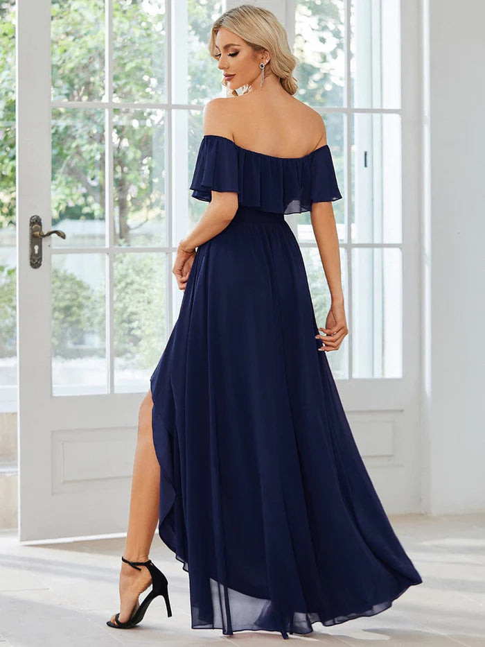 Aimishang Elegant Chiffon High-Low Off The Shoulder Bridesmaid Dress