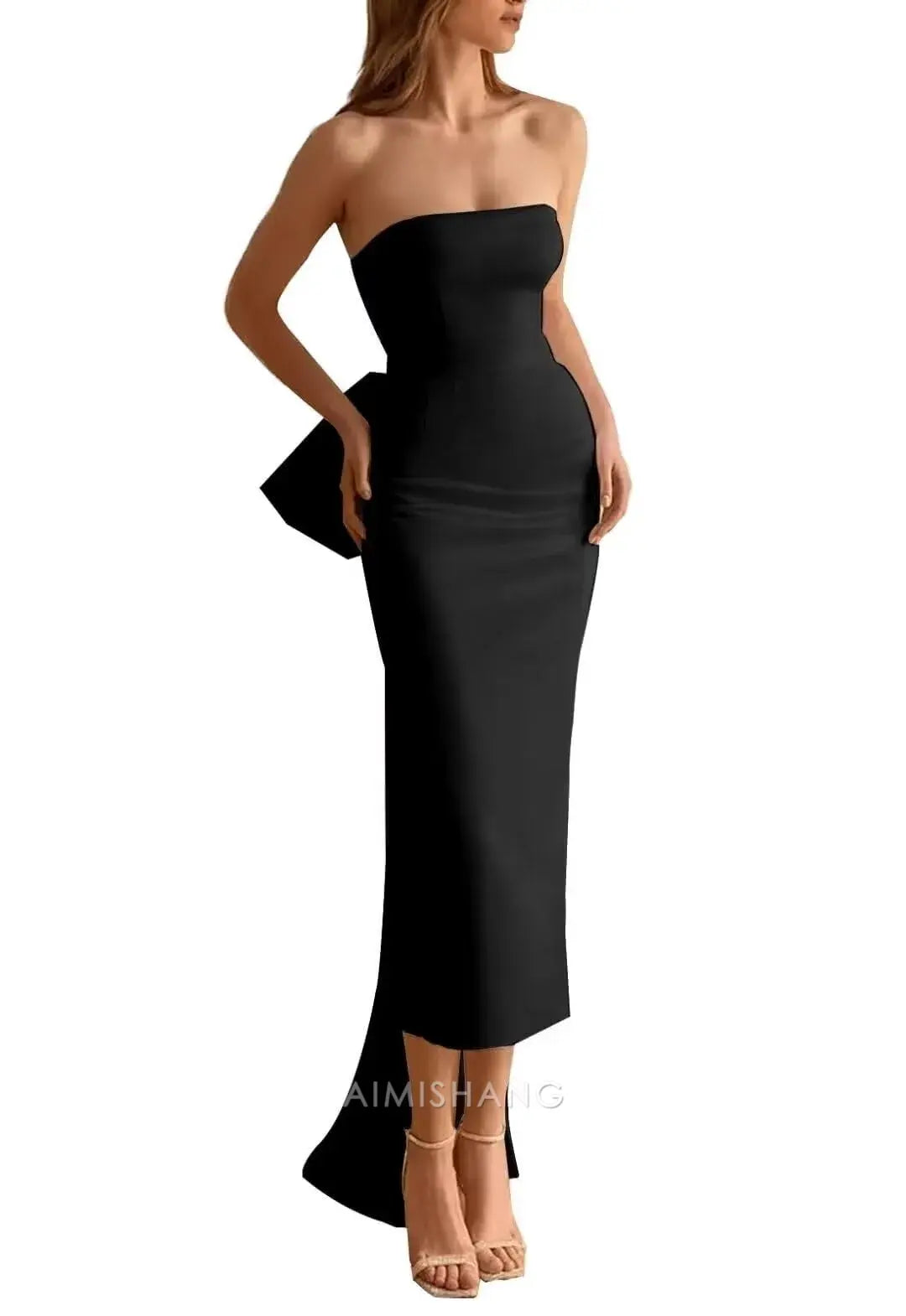 Aimishang Elegant Strapless Sleeveless Wedding Dress Lovely Party Dress Charming Bridal Gown With Bow