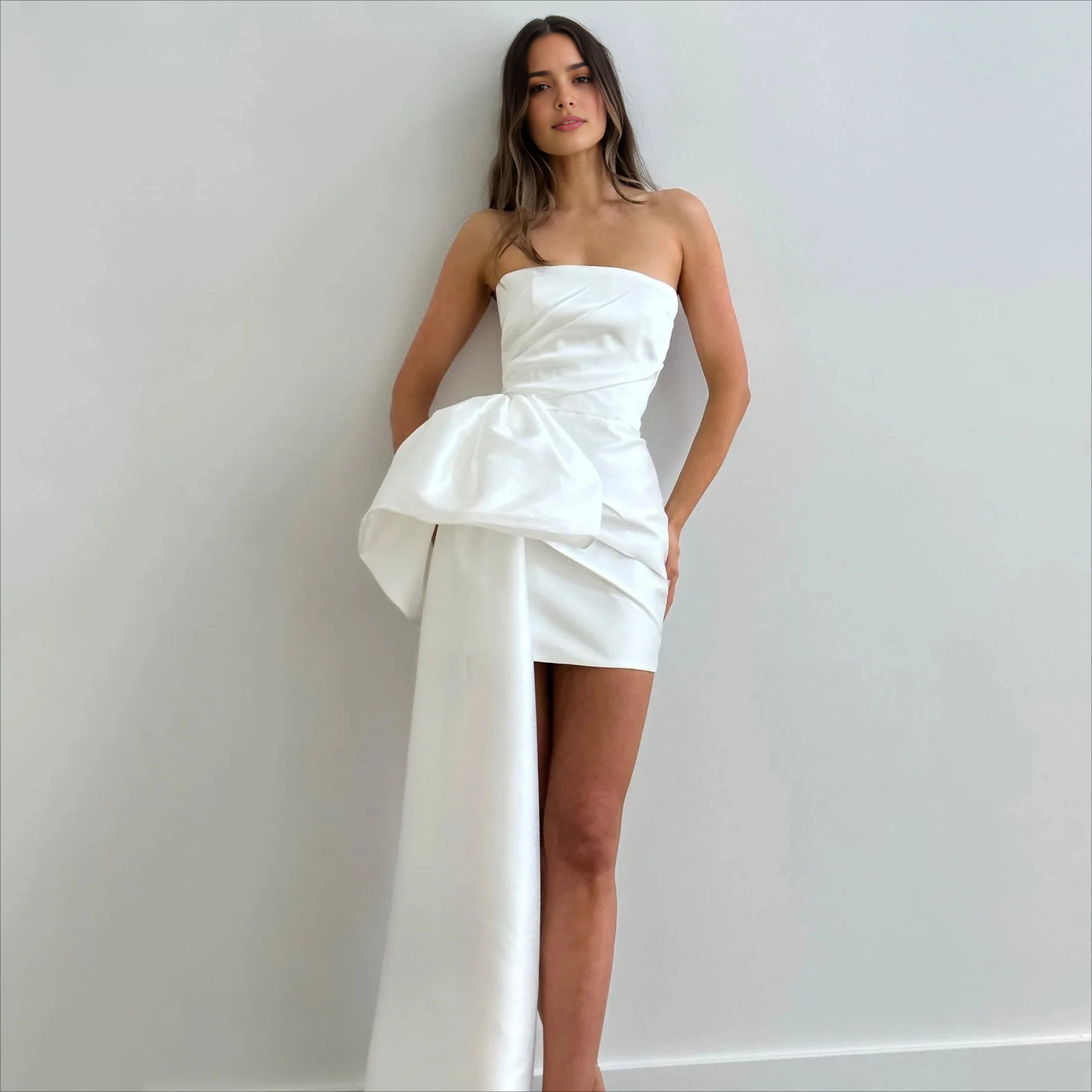 Aimishang Fashion Sheath Strapless Pleat Homecoming Dresses Lovely Birthday Party Dress Simple Wedding Dress