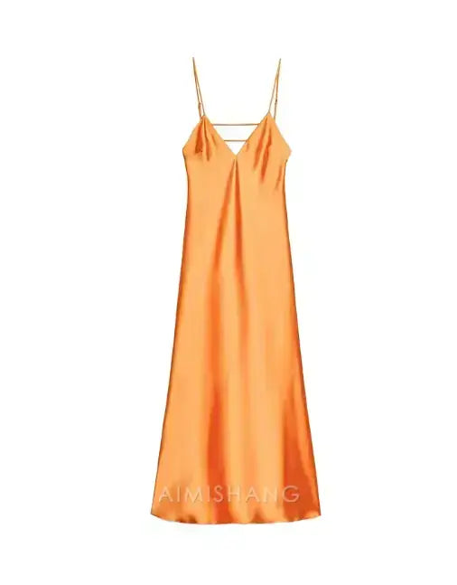 Aimishang Fashion V-neck Spaghetti Straps Sleeveless Prom Dress Simple Maxi Dress Elegant Evening Party Dress