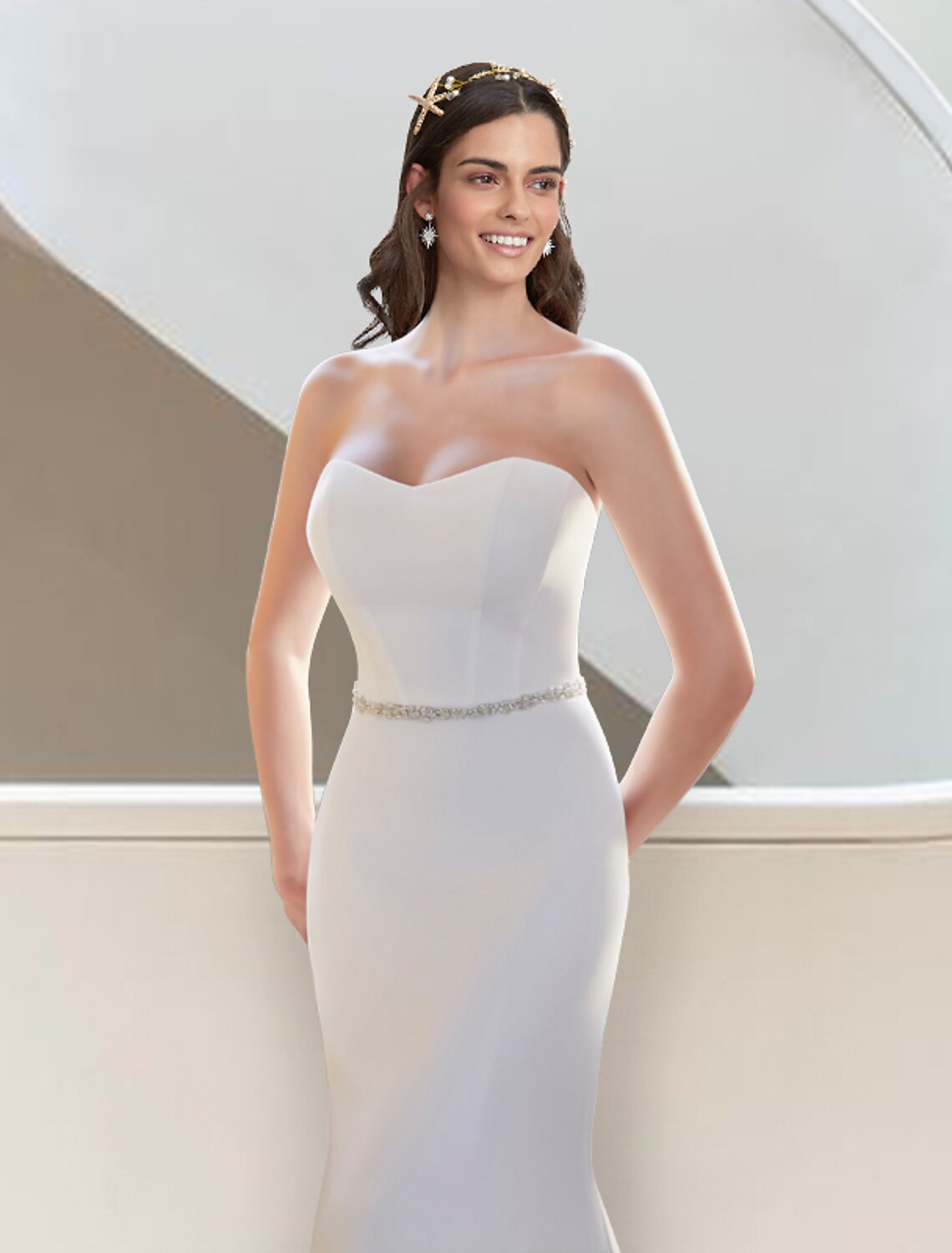 Aimishang Formal Fall Wedding Dresses Two Piece Sweetheart Strapless Court Train Bridal Gowns With Sashes / Ribbons Summer Wedding Party