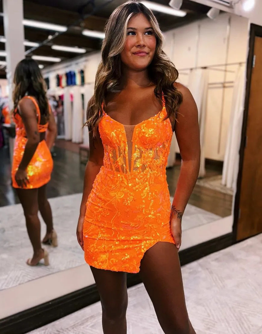 Aimishang Homecoming Dress Gorgeous Lace Up Tight Glittler