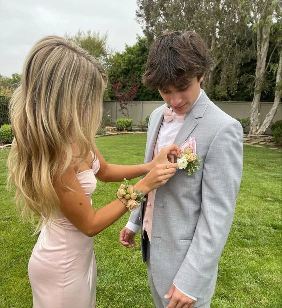 Aimishang Pink Sweetheart Straps Sheath Satin Long Prom Dress Simple Evening Party Dress Formal Dress With Slit