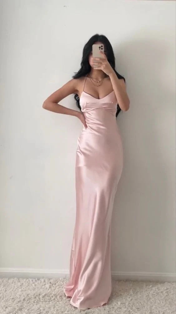 pink sweetheart strap satin aimishang dresses Aimishang Charming Pink Sheath Sweetheart Straps Satin Long Formal Pro Aimishang Dresses Wholesale