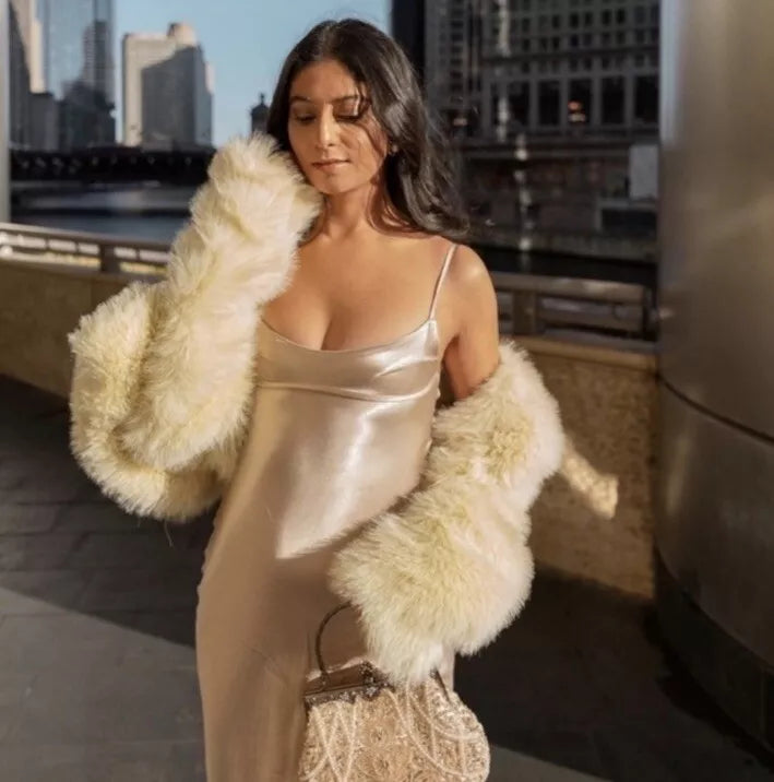 Aimishang Dress Wholesale Soft Spaghetti Strap Sleeveless Satin Long Prom Dress Simple Formal Party Dress