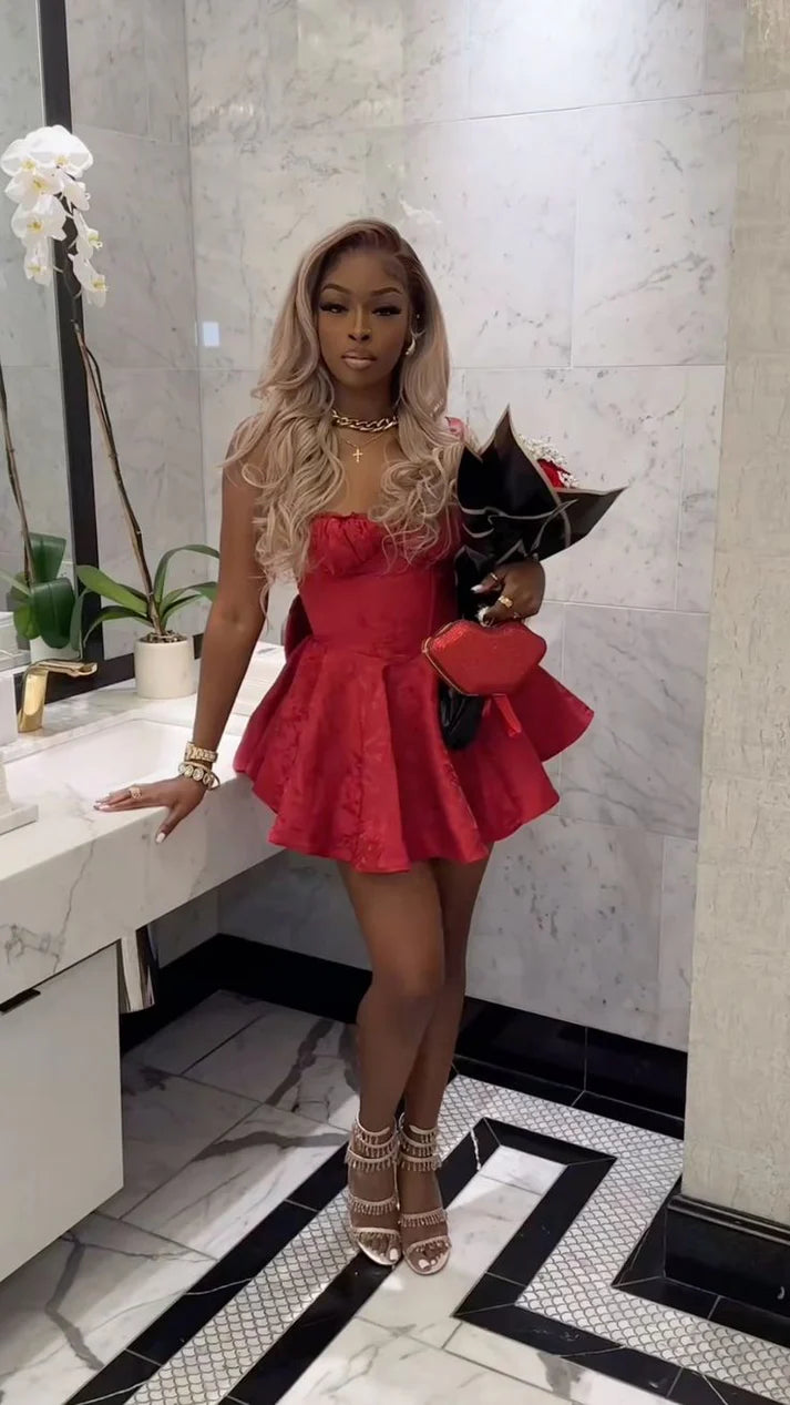 Aimishang Charming Red Strapless A-Line Short Party Dress Birthday Out –  Aimishang Dresses Wholesale