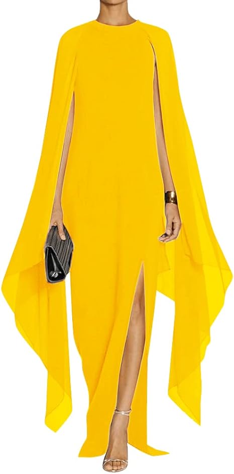 Aimishang Women's Elegant Flare Sleeve Formal Evening Gowns Maxi Dress Simple Party Dress With Slit