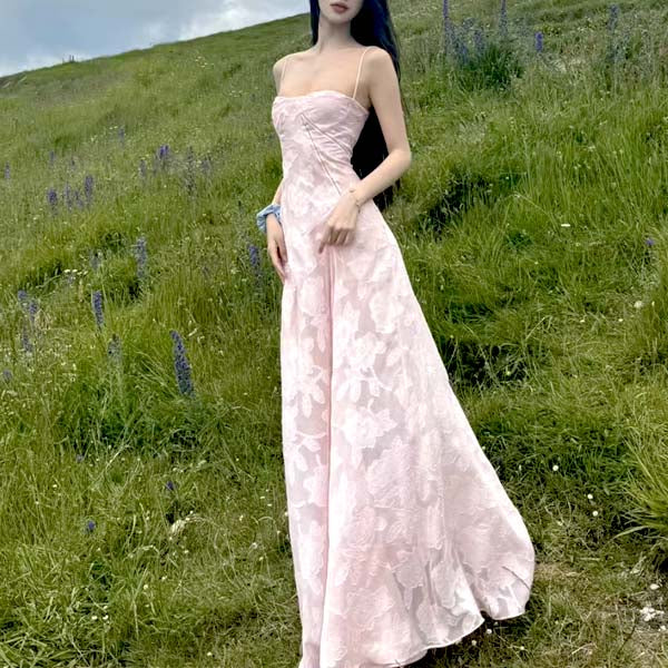 Aimishang Elegant Spaghetti Straps Maxi Dress Lace Up Long Prom Dress Charming Evening Party Dress Women's Dresses