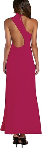 Women's Halter Neck One Shoulder Wedding Guest Dress Summer Slit Asymmetrical Cutout Cocktail Party Maxi Dresses Wholesale