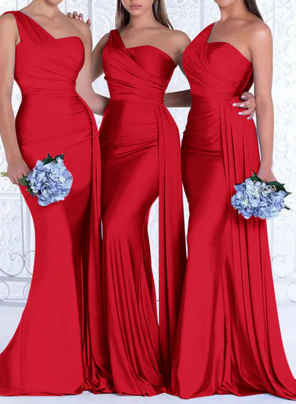 Wholesale One Shoulder Trumpet Mermaid Bridesmaid Dresses Charming Evening Party Dress