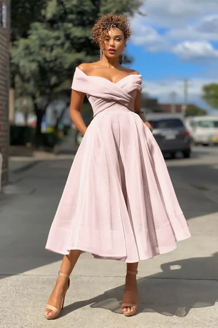 Burgundy Off The Shoulder A Line Short Evening Dress Cocktail Dress Sexy Party Dress Formal Dress