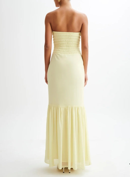 Aimishang Mermaid Yellow Strapless Long Prom Dresses Elegant Evening Party Dress