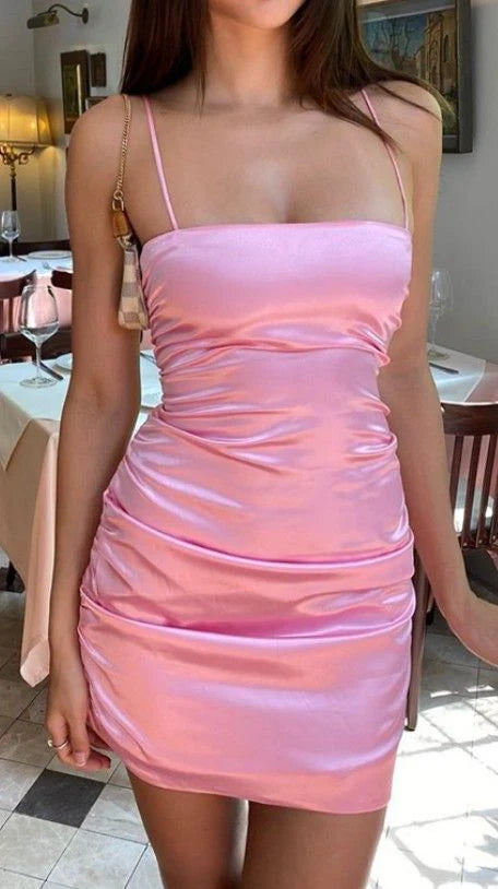 Aimishang Sheath Spaghetti Straps Short Homecoming Dress Lovely Birthday Party Dress Simple Vacation Beach Dress