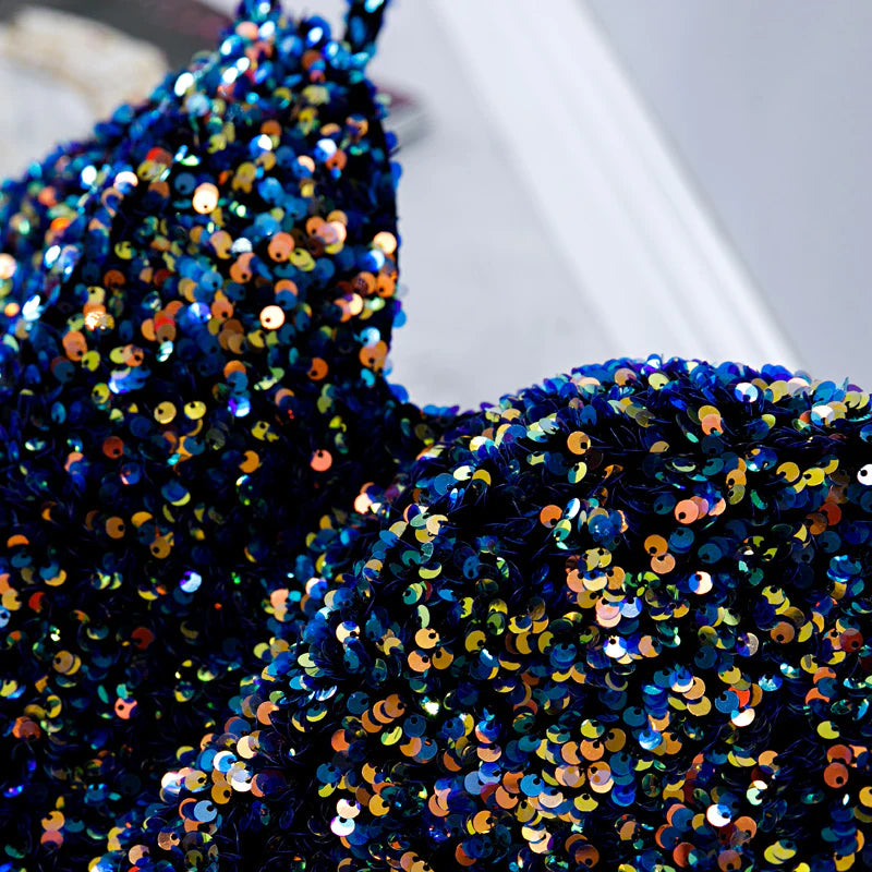 Aimishang Sparkly A-line Straps Sequin Homecoming Dress Short Prom Dress Sweetheart Graduation Dress Cute Birthday Party Dress