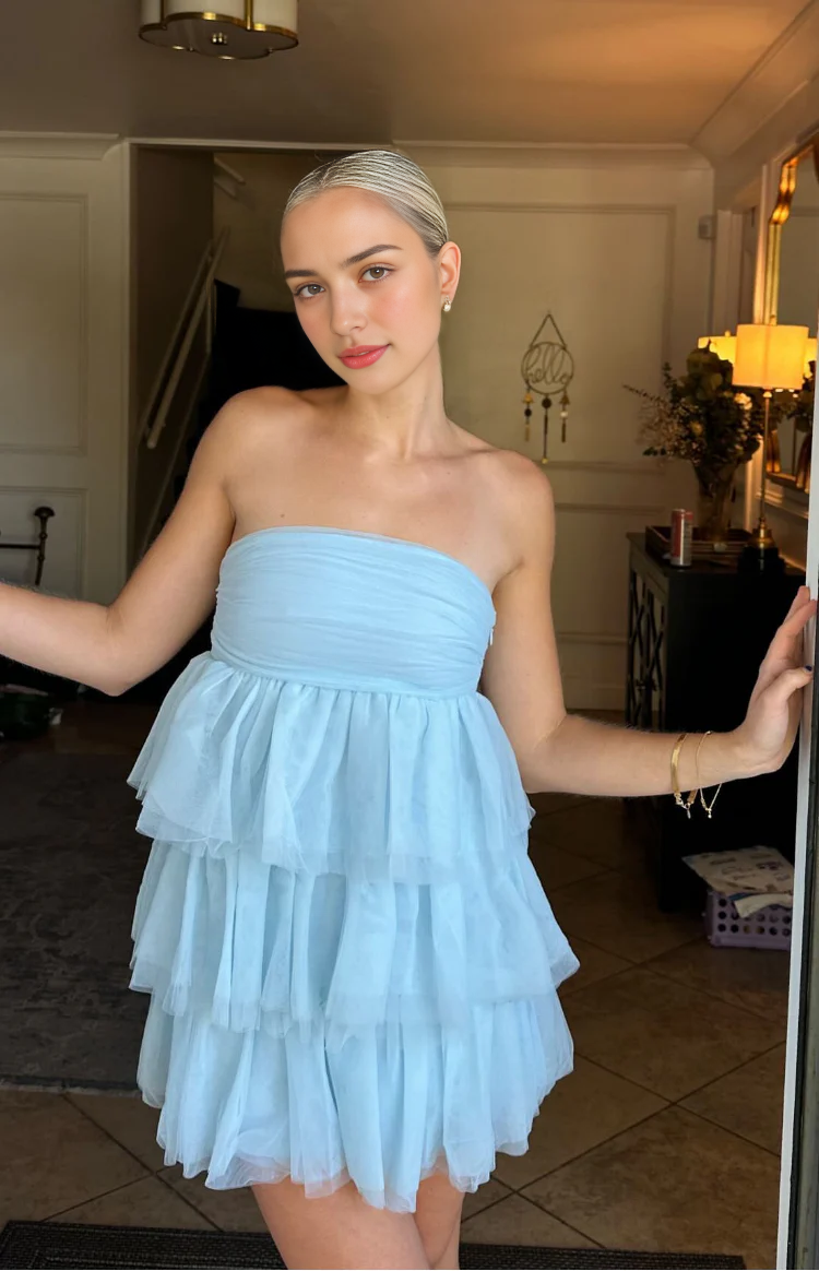 Aimishang Sweet A Line Strapless Layered Homecoming Dress Short Graduation Dress Lovely Birthday Party Dress Cute Mini Dress