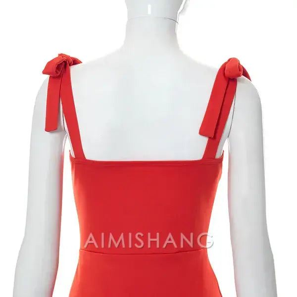 Aimishang Sweetheart Sheath Tied Straps Ruffle Hem Homecoming Dress Simple Birthday Party Dress Short Graduation Dress