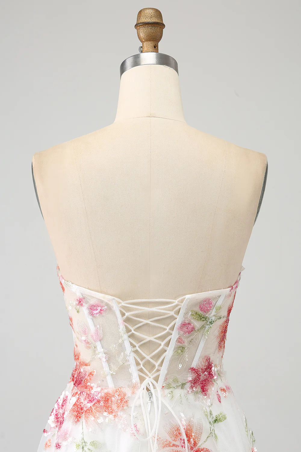 Aimishang A Line Party Dress Sequin Corset Elegant Sparkly With Slit Flower