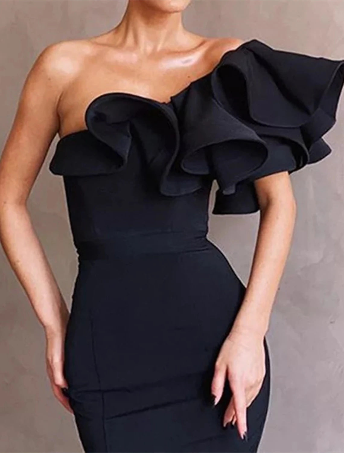 Aimishang Mermaid / Trumpet Prom Dresses Sexy Dress Party Wear Prom Sweep / Brush Train Sleeveless One Shoulder Charmeuse with Ruffles