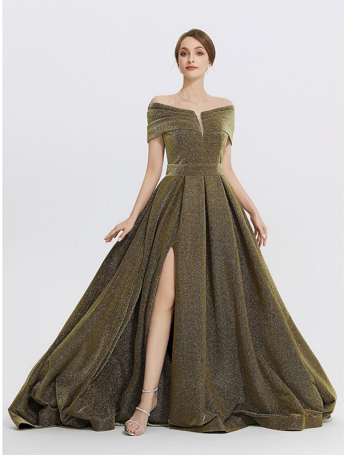 Aimishang A-Line Evening Gown Elegant Dress Formal Sweep / Brush Train Sleeveless Sweetheart Charmeuse with Slit