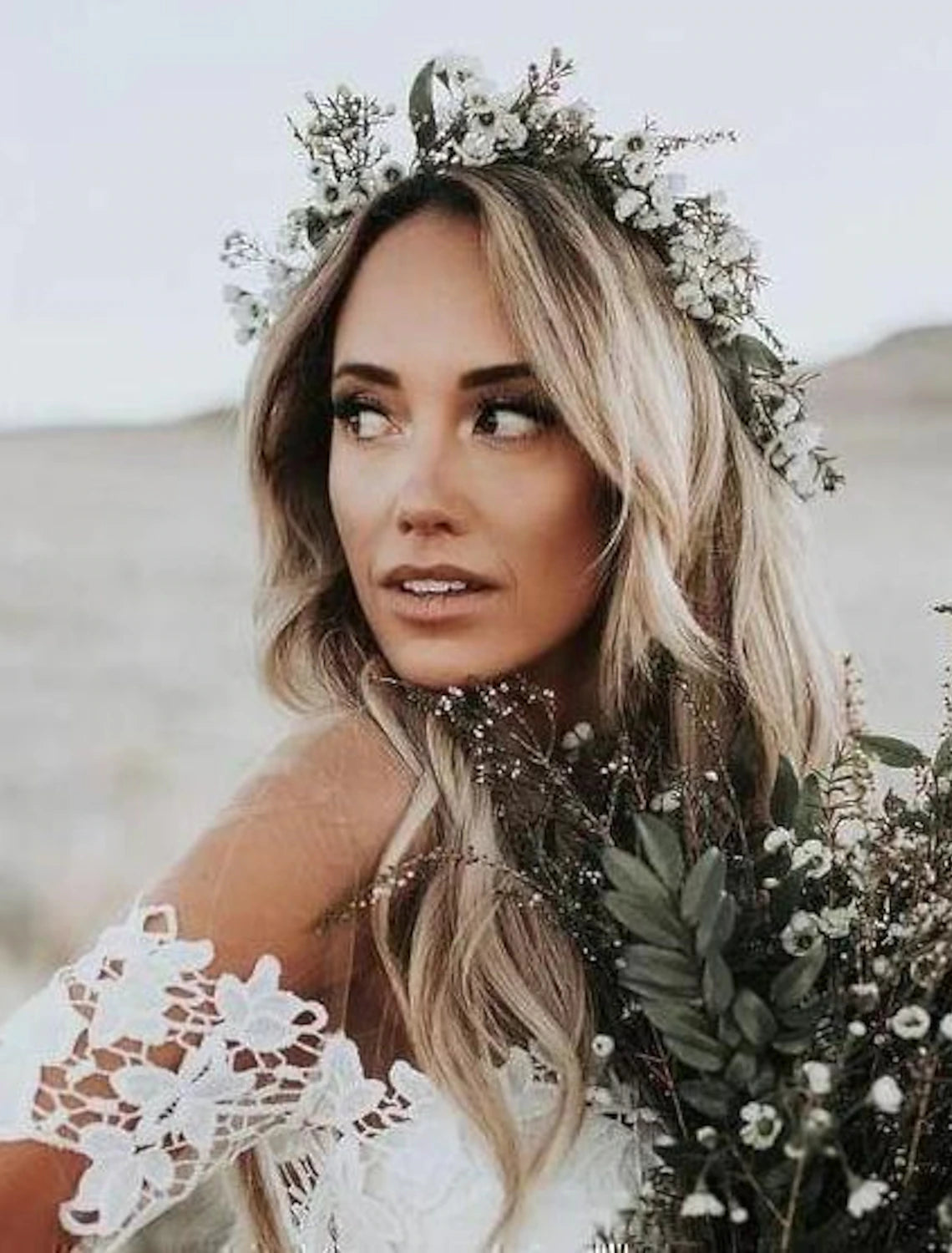 Aimishang Beach Boho Wedding Dresses Mermaid / Trumpet Off Shoulder Cap Sleeve Chapel Train Lace Bridal Gowns With Appliques Solid Color 2023 Summer Wedding Party