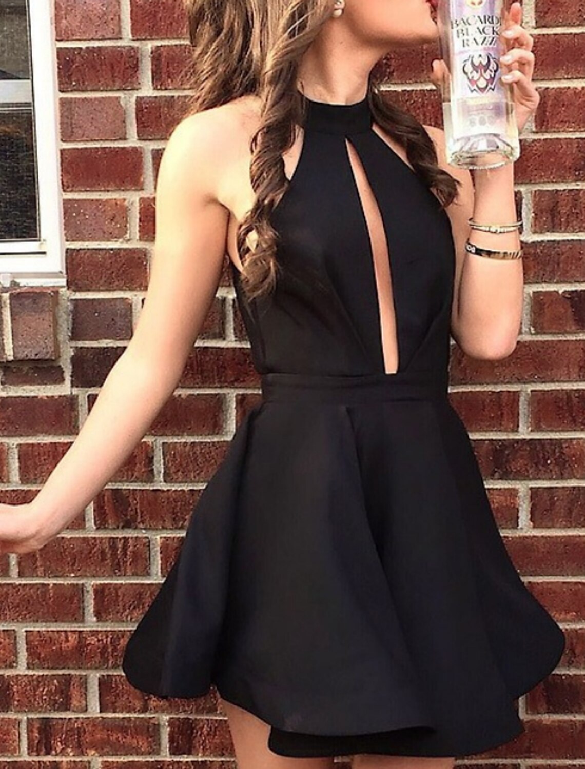 Aimishang A-Line Cocktail Dresses Beautiful Back Dress Homecoming Short / Mini Sleeveless Halter Fabric with Sleek