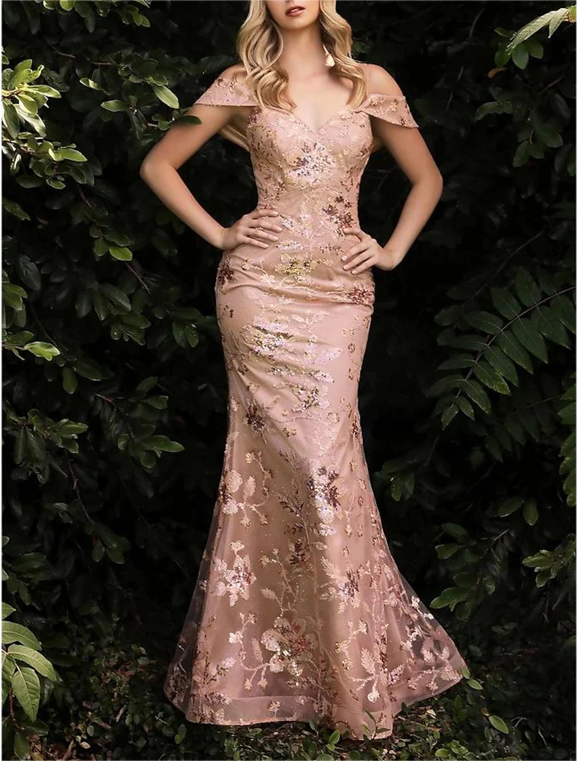 Aimishang Mermaid / Trumpet Prom Dresses Party Dress Carnival Prom Court Train Sleeveless Off Shoulder Tulle with Glitter Sequin Slit