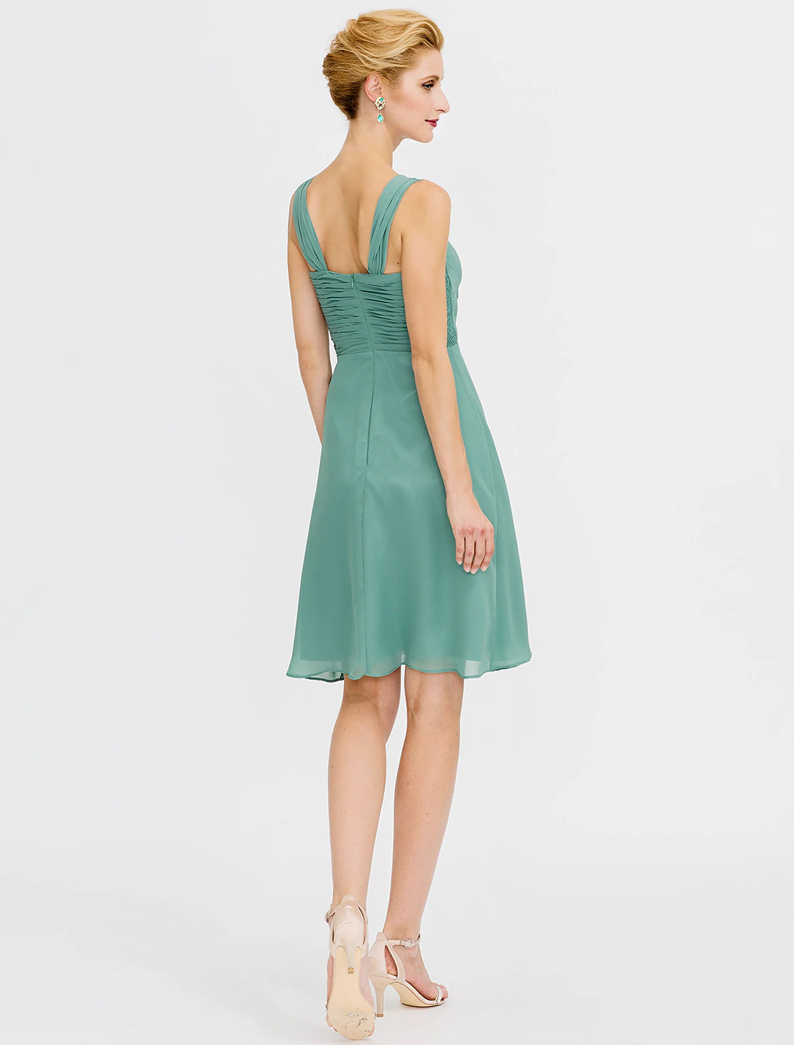 Aimishang A-Line Mother of the Bride Dress Formal Elegant Two Piece Strap Short / Mini Chiffon Sleeveless yes with Pleats Beading