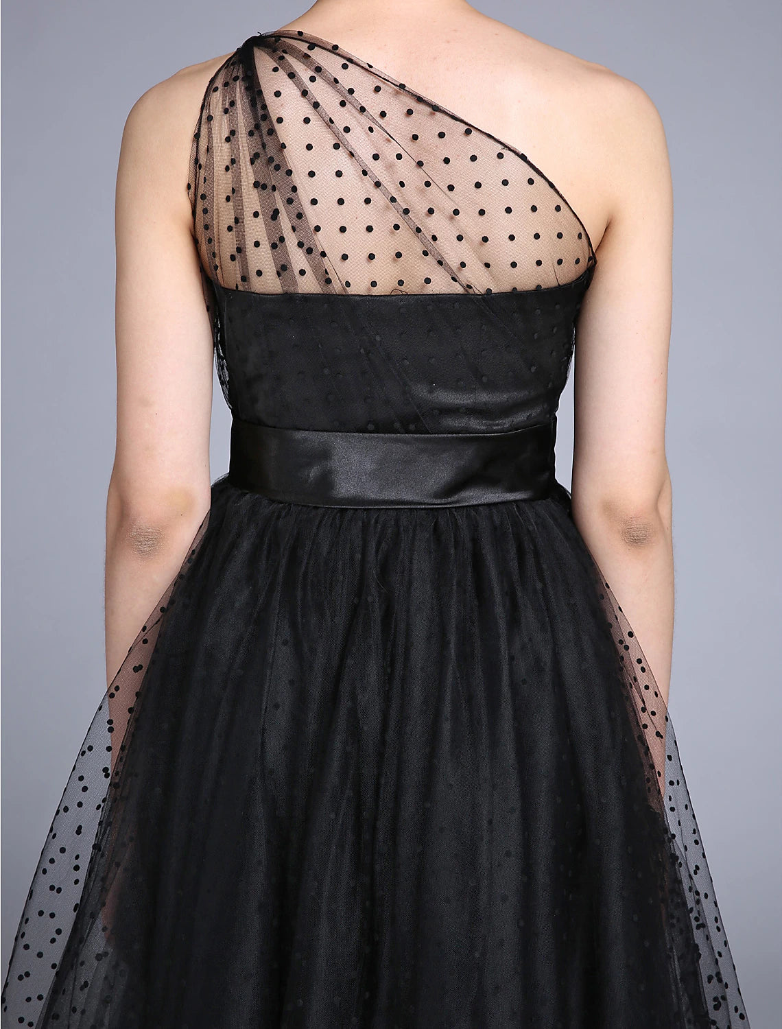 Aimishang A-Line Cocktail Dresses 1950s Dress Wedding Guest Sleeveless One Shoulder Wednesday Addams Family Tulle Prom Dress