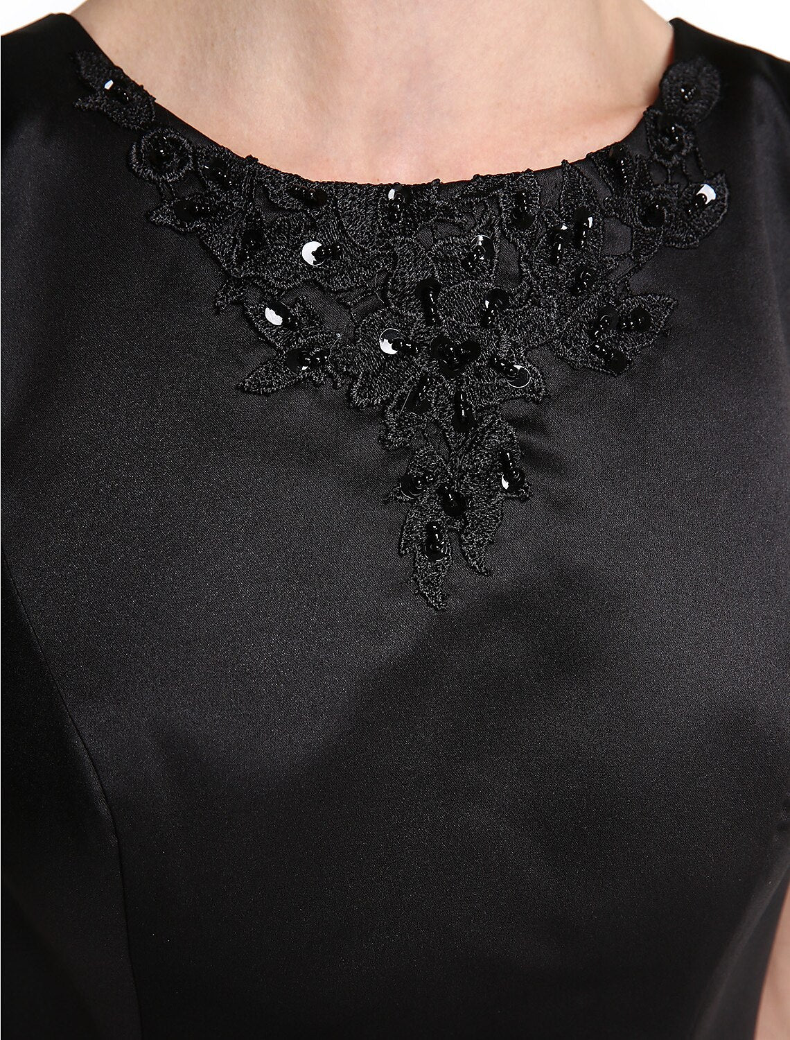 Aimishang A-Line Jewel Neck Floor Length Satin Mother of the Bride Dress with Beading / Appliques