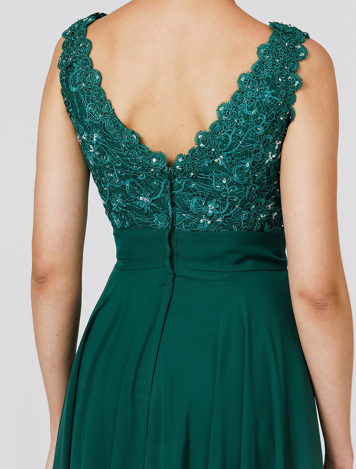 Aimishang A-Line Elegant Dress Wedding Guest Formal Evening Floor Length Sleeveless V Neck Chiffon V Back with Sash / Ribbon Beading