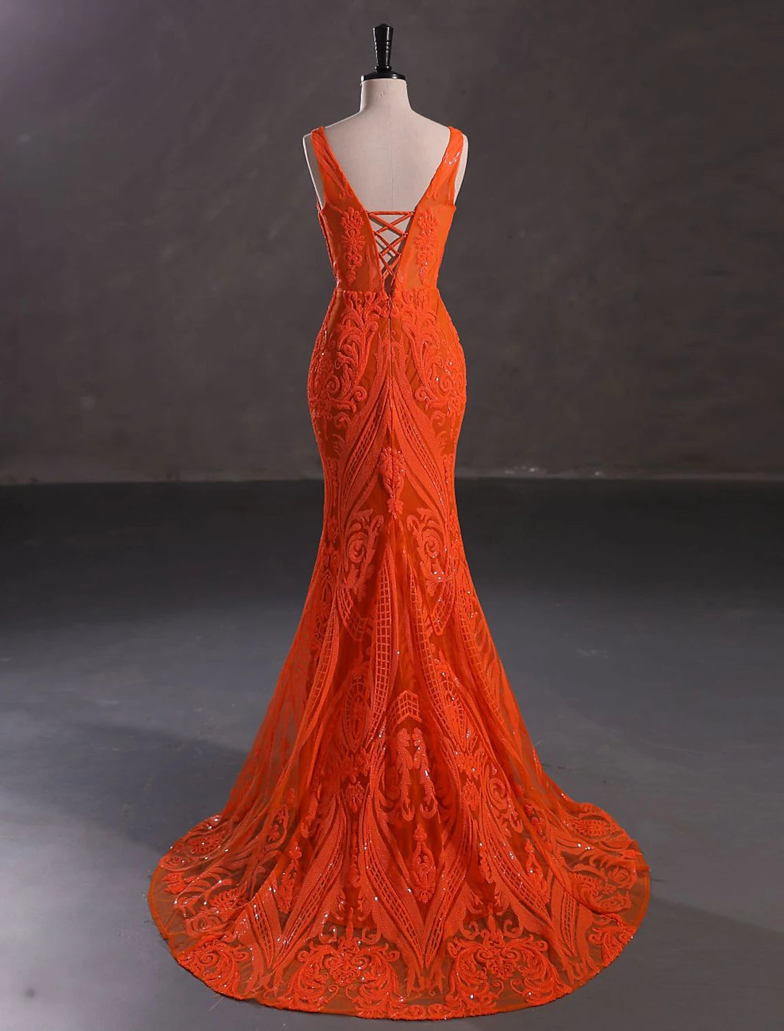 Aimishang Mermaid / Trumpet Evening Gown Elegant Dress Engagement Court Train Sleeveless V Neck Sequined with Sequin