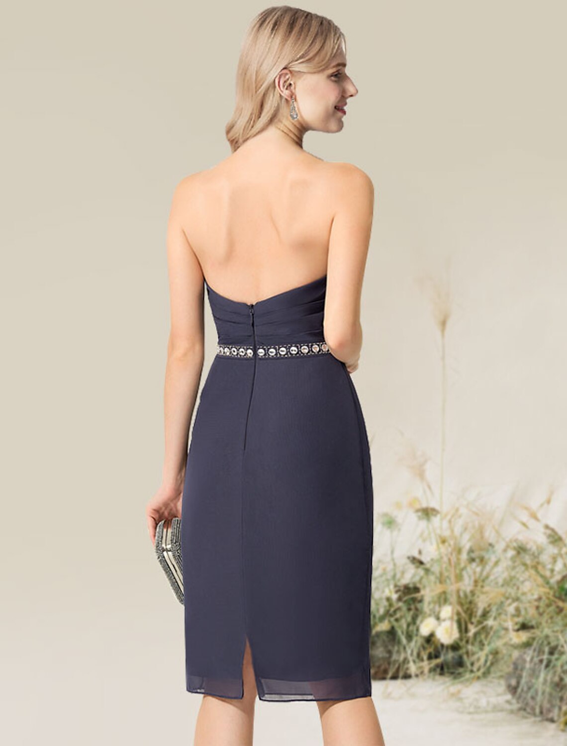 Aimishang Sheath / Column Cocktail Dresses Convertible Dress Wedding Guest Knee Length Short Sleeve Strapless Lace with Lace Insert Appliques